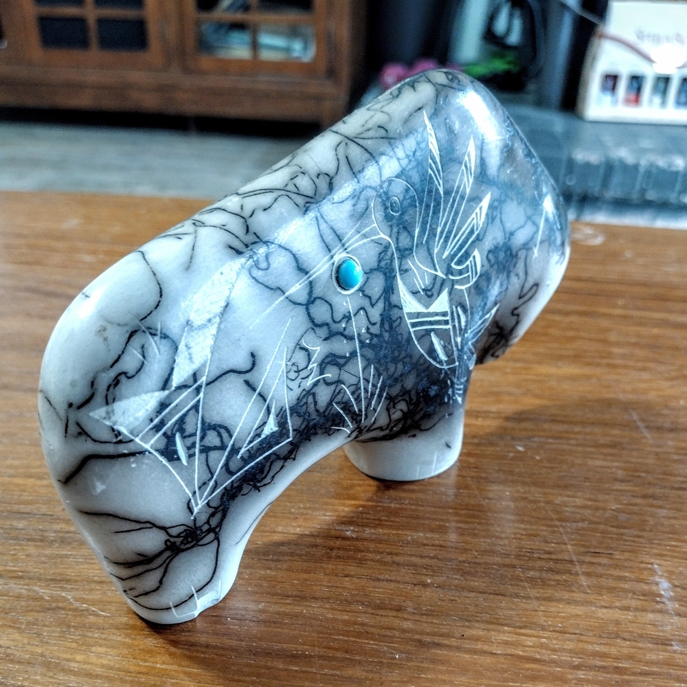 Navajo Ceramic Horse Hair Spirit Bison - Picture 2 of 5